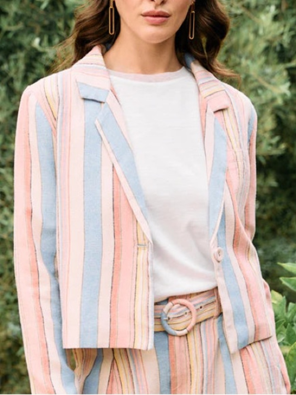 FDJ French Dressing Jeans Yarn Dye Striped Crop Blazer Aperol Stripe S NWT